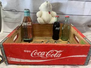 Vintage Wood Coca Cola Crate & Coke Items�