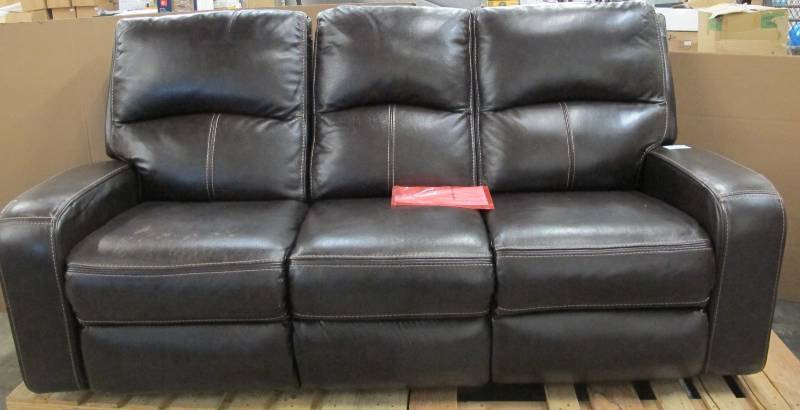 lot 160 image: Leather Power Reclining Sofa