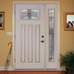 lot 150 image: 50.5 in.x81.625 in. Rochester Patina Craftsman Lt Unfinished Smooth Right-Hand Fiberglass Prehung Front Door w Sidelite