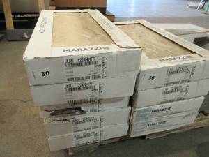 lot 30 image: 9 Boxes of Marazzi VitaElegante Crema 12 in. x 24 in. Porcelain Floor and Wall Tile (15.6 sq. ft.  case) 130 Sq Ft