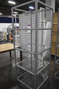lot 357 image: Five Tier Display Rack 24x24x69T, Top Glass Is Missing