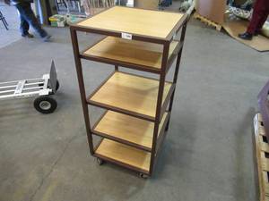 lot 700 image: 5 Tier 48 Tall WoodMetal Shelf on Casters