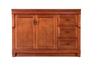 lot 717 image: Home Decorators Collection Naples 48 in. W Bath Vanity Cabinet Only in Warm Cinnamon with Right Hand Drawers