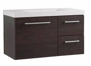 lot 718 image: Domani Larissa 37 in. W x 19 in. D Bathroom Vanity in Elm Ember with Cultured Marble Vanity Top in White with White Sink