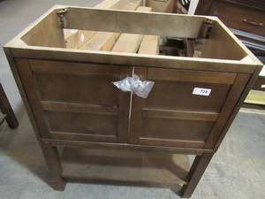 lot 728 image: Stained Brown Bathroom Vanity - 29 Wide