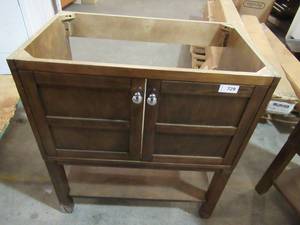 lot 729 image: Stained Brown Bathroom Vanity - 29 Wide