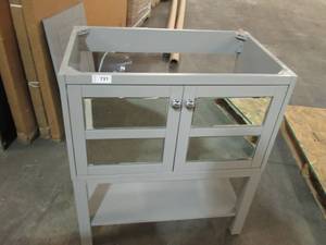 lot 731 image: 32.5 Tall Grey Vanity with Mirror-Finished Doors