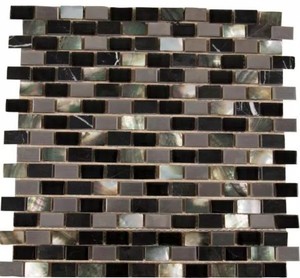 lot 739 image: 20 Sheets of MSI 12 in. x 12 in. x 8mm Midnight Pearl GlassMetalStone Mesh-Mounted Mosaic Wall Tile - 20 sq ft