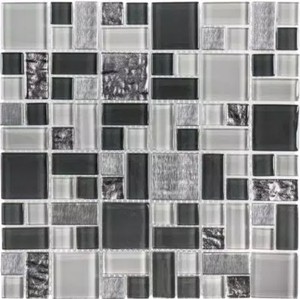 lot 740 image: 8 Sheets of Jeffrey Court Satin Sapphire Gray 11.875 in. x 11.875 in. Square Mixed Glass and Metal Mosaic Tile - roughly 8 sq ft