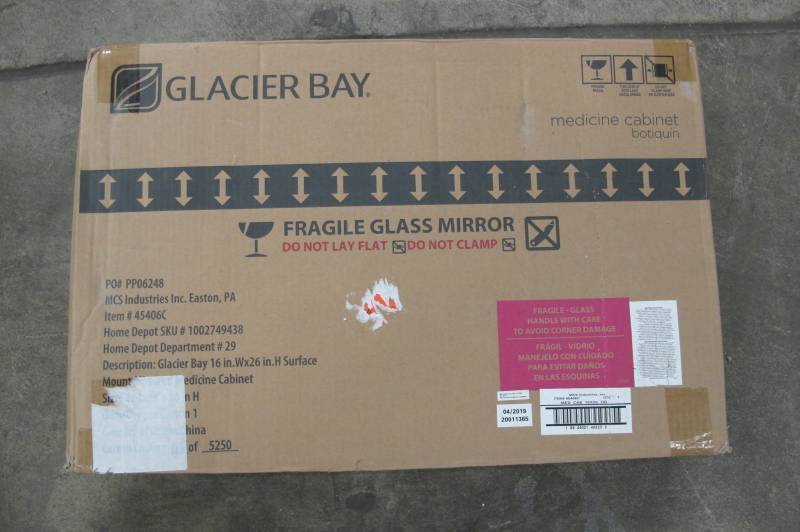 lot 21 image: Glacier Bay 16 in. W x 26 in. H Frameless Recessed or Surface-Mount Bathroom Medicine Cabinet