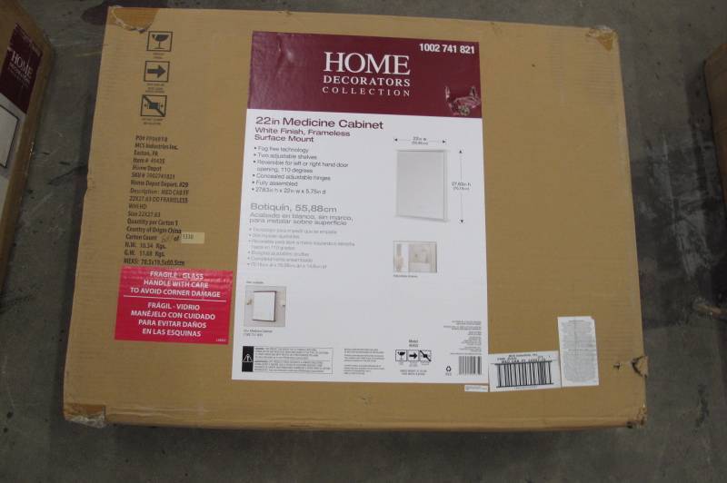 lot 33 image: Home Decorators Collection 22 in. W x 27-58 in. H Fog Free Frameless Surface-Mount Bathroom Medicine Cabinet in White