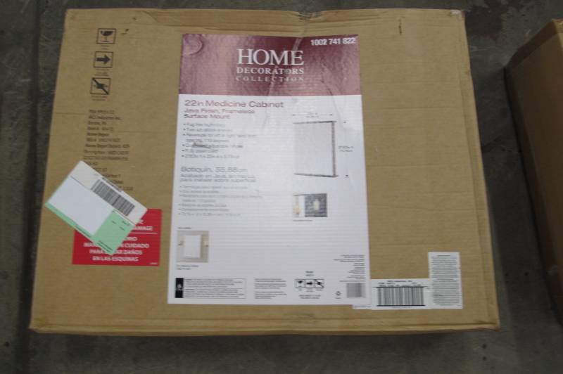 lot 34 image: Home Decorators Collection 22 in. W x 27-58 in. H Fog Free Frameless Surface-Mount Bathroom Medicine Cabinet in Java