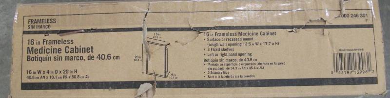 lot 77 image: 16 in. W x 20 in. H X 4 in. D Recessed or Surface Mount Frameless Beveled Bathroom Medicine Cabinet