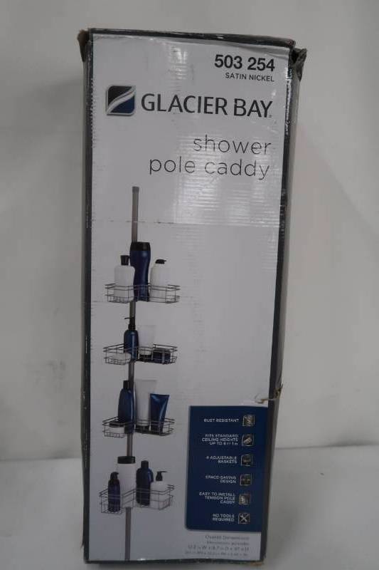 Glacier Bay Tension Pole Corner Shower Caddy in Satin Nickel