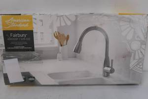 lot 26 image: American Standard Fairbury Single-Handle Pull-Down Sprayer Kitchen Faucet in Stainless Steel