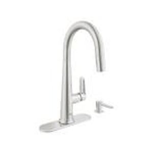 lot 49 image: Grohe Veletto Single-Handle Pull-Down Dual Sprayer Kitchen Faucet with Soap Dispenser in SuperSteel InfinityFinish