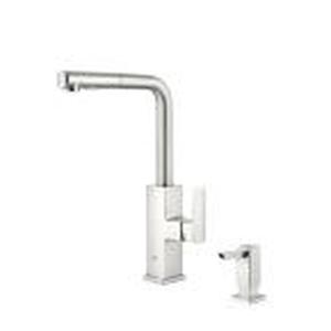 lot 56 image: Grohe Tallinn Single-Handle Pull-Out Sprayer Kitchen Faucet with Soap Dispenser in SuperSteel InfinityFinish