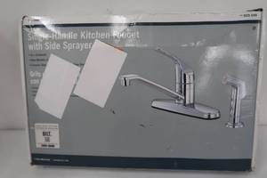 lot 68 image: Non-Metallic 1-Handle Standard Kitchen Faucet with Side Sprayer in Chrome