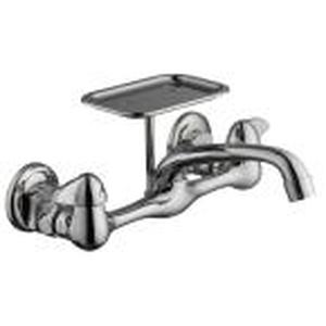 lot 75 image: Glacier Bay 2-Handle Wall-Mount Kitchen Faucet with Soap Dish in Chrome