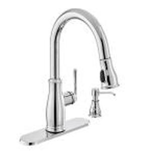 lot 76 image: Glacier Bay Kagan Single-Handle Pull-Down Sprayer Kitchen Faucet with Soap Dispenser in Chrome