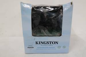 lot 86 image: Kingston Restoration 4 in. Centerset 2-Handle Mid-Arc Bathroom Faucet in Oil Rubbed Bronze