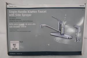 lot 87 image: Non-Metallic 1-Handle Standard Kitchen Faucet with Side Sprayer in Chrome