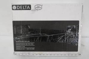lot 89 image: Delta Classic Single-Handle Standard Kitchen Faucet in Chrome with Fittings