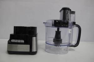 lot 18 image: Stack and Snap 12-Cup 3-Speed Stainless Steel and Black Food Processor.