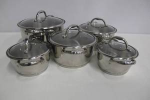 lot 80 image: Tramontina Stainless Steel 1810 cookware  Set 10 pieces.