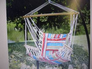 lot 25 image: Hanging Hammock Chair  open box Ret...