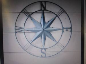 lot 61 image: Chic Metal Compass Wall Art open bo...