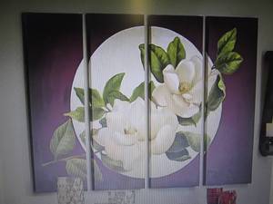 lot 73 image: 4-Piece Magnolia Canvas Art Set ope...