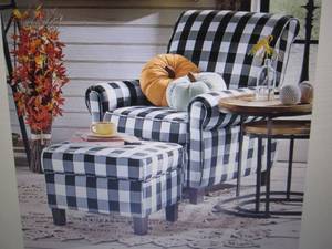 lot 81 image: Buffalo Check Armchair and Ottoman ...