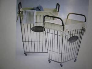lot 90 image: Set of 2 Wire Laundry Baskets open ...