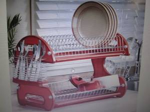 lot 130 image: 2-Tier Dish Rack open box Retail $3...