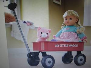 lot 154 image: Doll with Wagon and Kitty  open box...