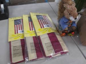 lot 235 image: 4- Applique US Flags 28x44 inches ,...
