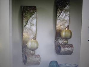 lot 245 image: Capiz Wall Sconce Pair open box Ret...