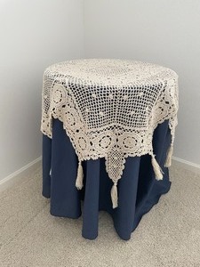 lot 97 image: Fabric and Lace Covered Wooden Accent Table