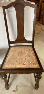 lot 33 image: Vintage Chair and OttomanSide Table