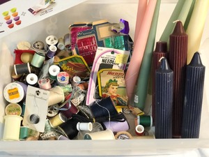 lot 250 image: Cupcake Kit, Candles, and Sewing Items