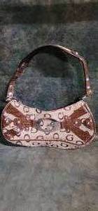 lot 145 image: Small Guess BrownTan Canvas Purse