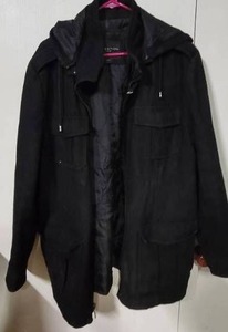lot 48 image: Attention Mens Black Wool Blend Pea Coat Sz XL