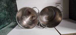 lot 62 image: 2 Large Stainless Steel Pots
