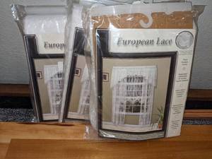 lot 176 image: 3 European Lace Mona Lisa Tailored Curtain Panels 56 x 72