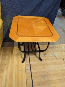 lot 30 image: Wood & Metal Side Table