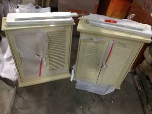 Lot of 2  -  Cottage 23-34 in. W Bathroom Storage Wall Cabinet in Antique White see pictures