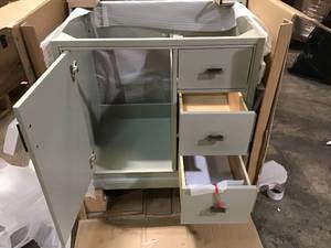 Home Decorator Shaelyn 30 in. W x 21.75 in. D Vanity Cabinet Only in Sage Green see pictures