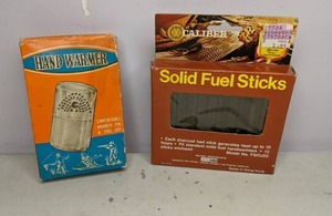 lot 229 image: Vintage Hand Warmer and Pack of Charcoal Fuel Sticks