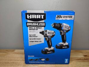 lot 6 image: Brand New HART Cordless Brushless Drill & Impact Driver Kit
